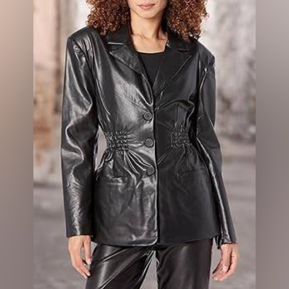 Steve Madden Black Faux Leather Blazer